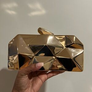 Gold Geometric Clutch
